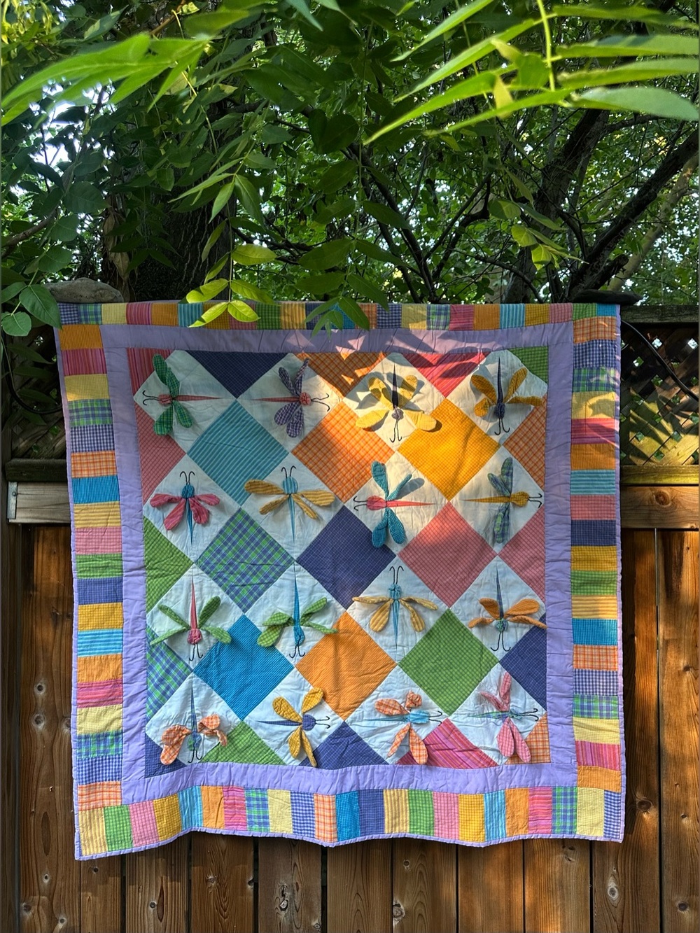 Handmade Dragonfly Patchwork Quilt for Children
